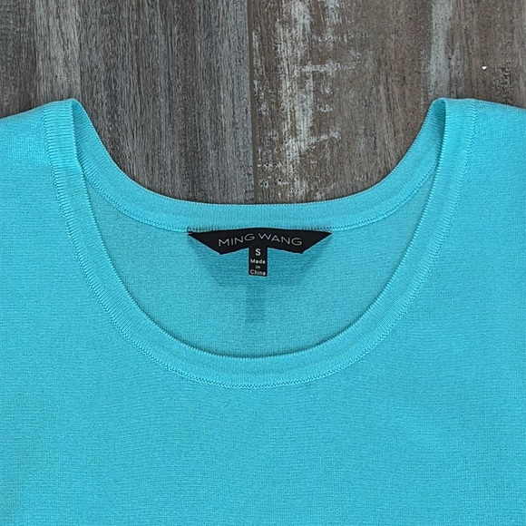 Ming Wang Scoop Neck Knit Tank Top Aqua Blue Small - Picture 4 of 6